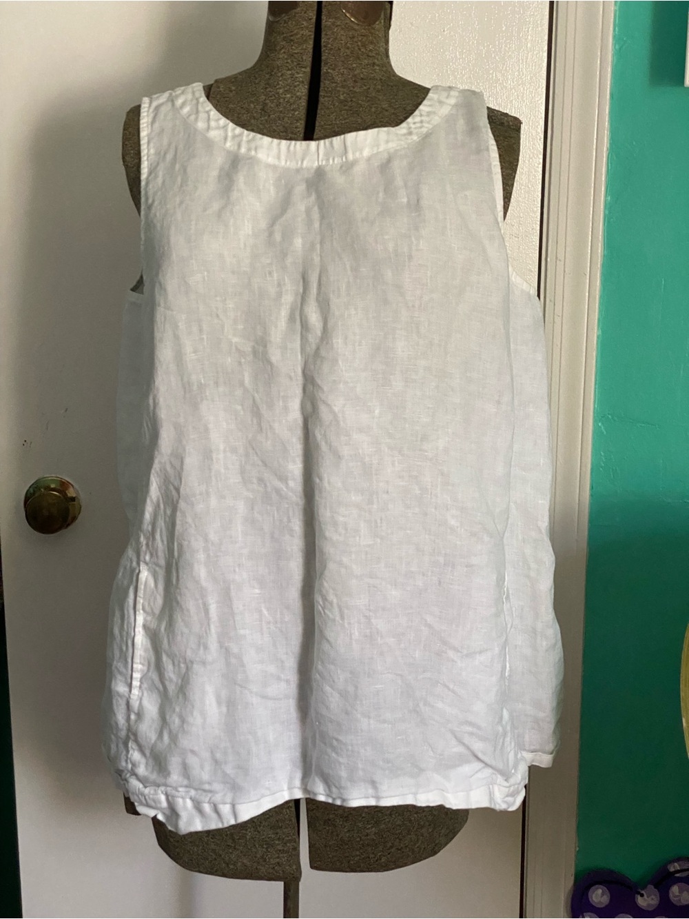J. Jill Pure Linen White Linen Sleeveless Tank Top size L lagenlook oversized